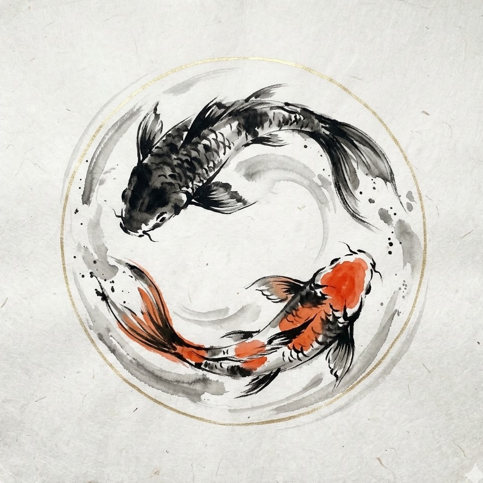 ReikOi 水墨阴阳锦鲤